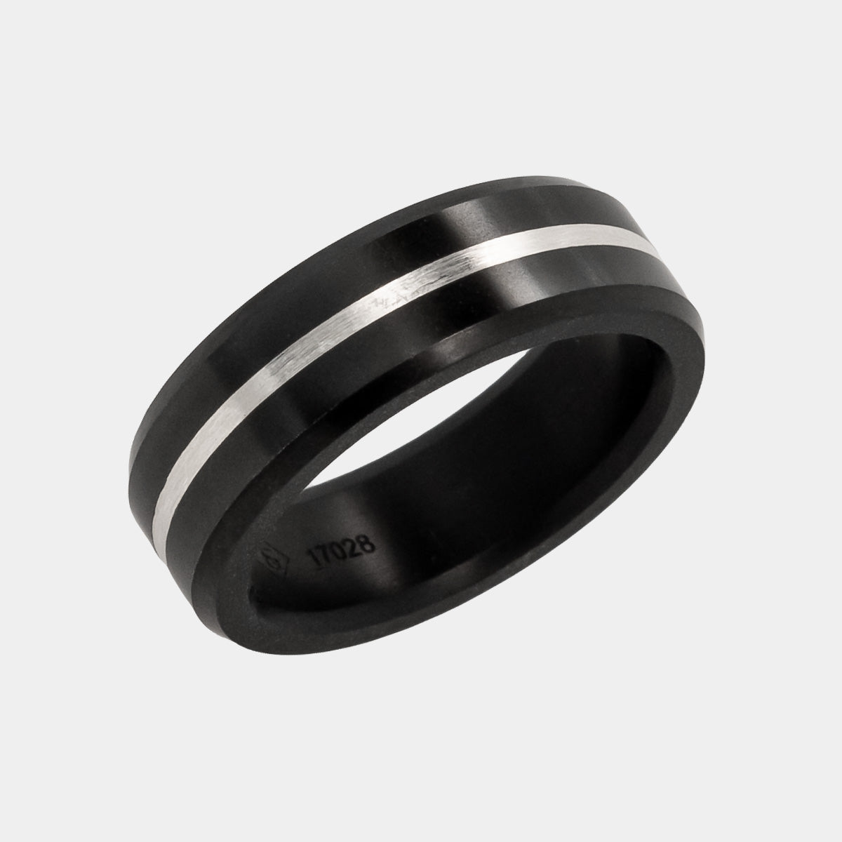 Black Diamond - Men’s Ring 7mm - Silver Inlay - ARES - Elysium Black Diamond