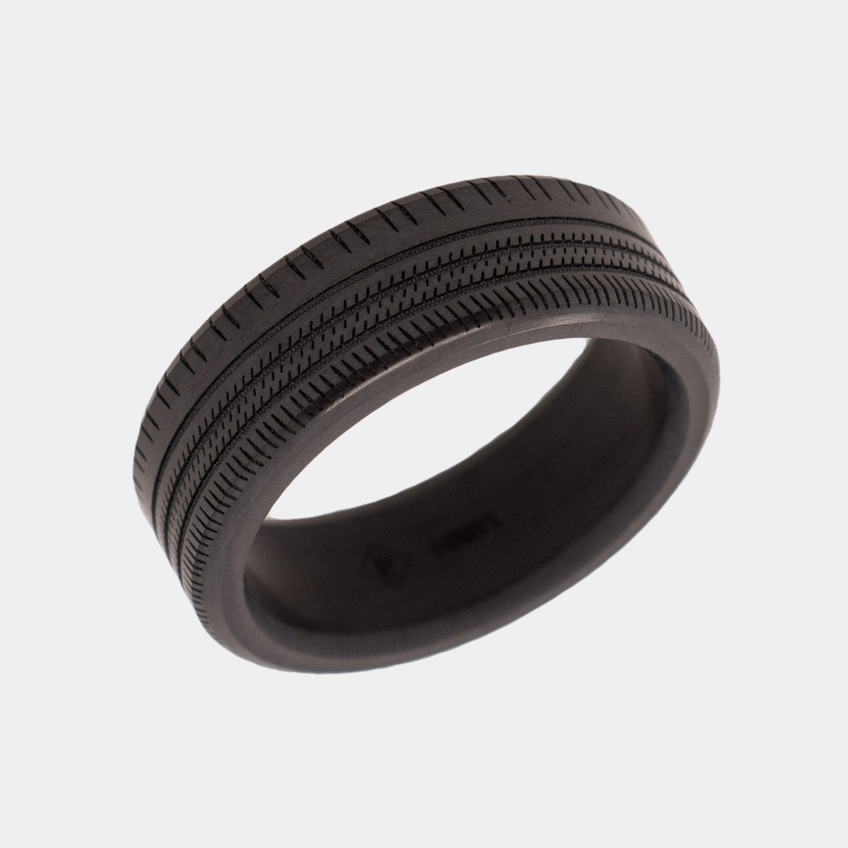 Elysium Black Diamond Ring: Kratos Solid Black Diamond Ring & Custom Laser Pattern | Black Diamond Wedding Ring for Men | Men's Diamond Wedding Band