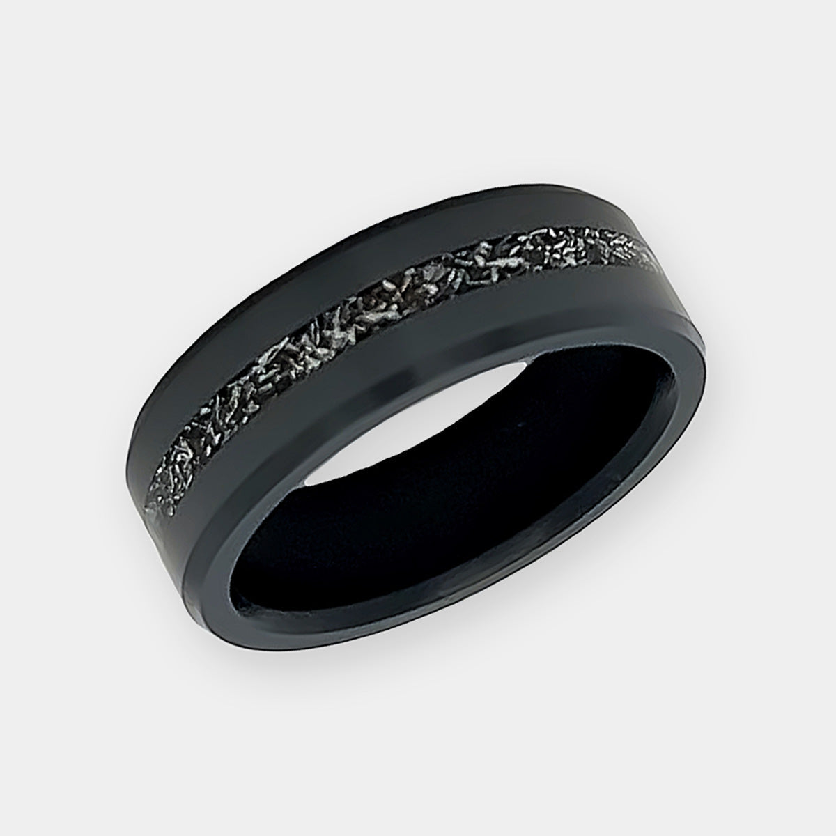 ARES 8mm - Size 11.5 - Matte Authentic Muonionalausta Meteorite Inlay - SHIPS WITHIN 2 BUSINESS DAYS (Copy)