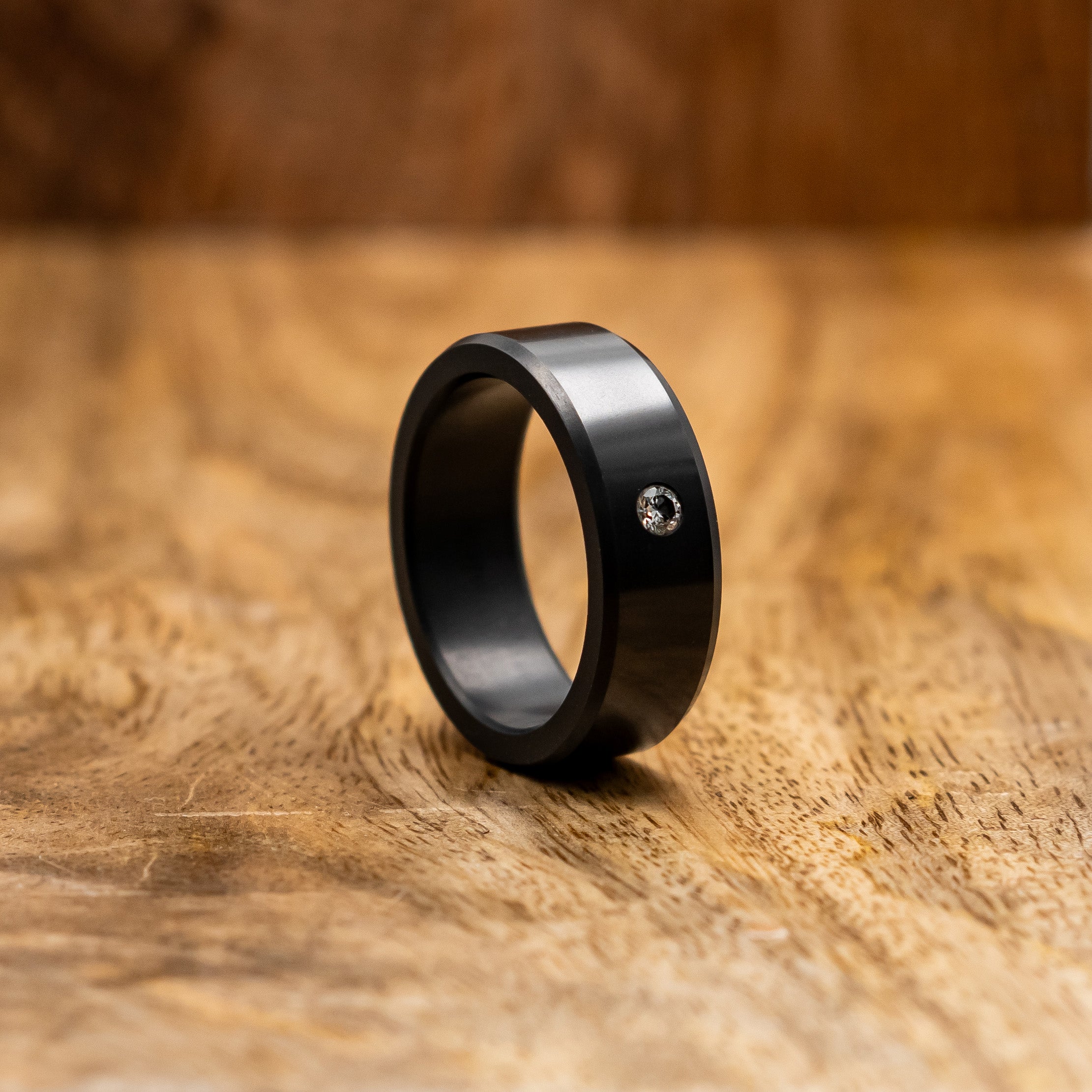 Black Diamond - Men’s Ring 8mm - White Diamond Inset - ARES - Elysium Black Diamond