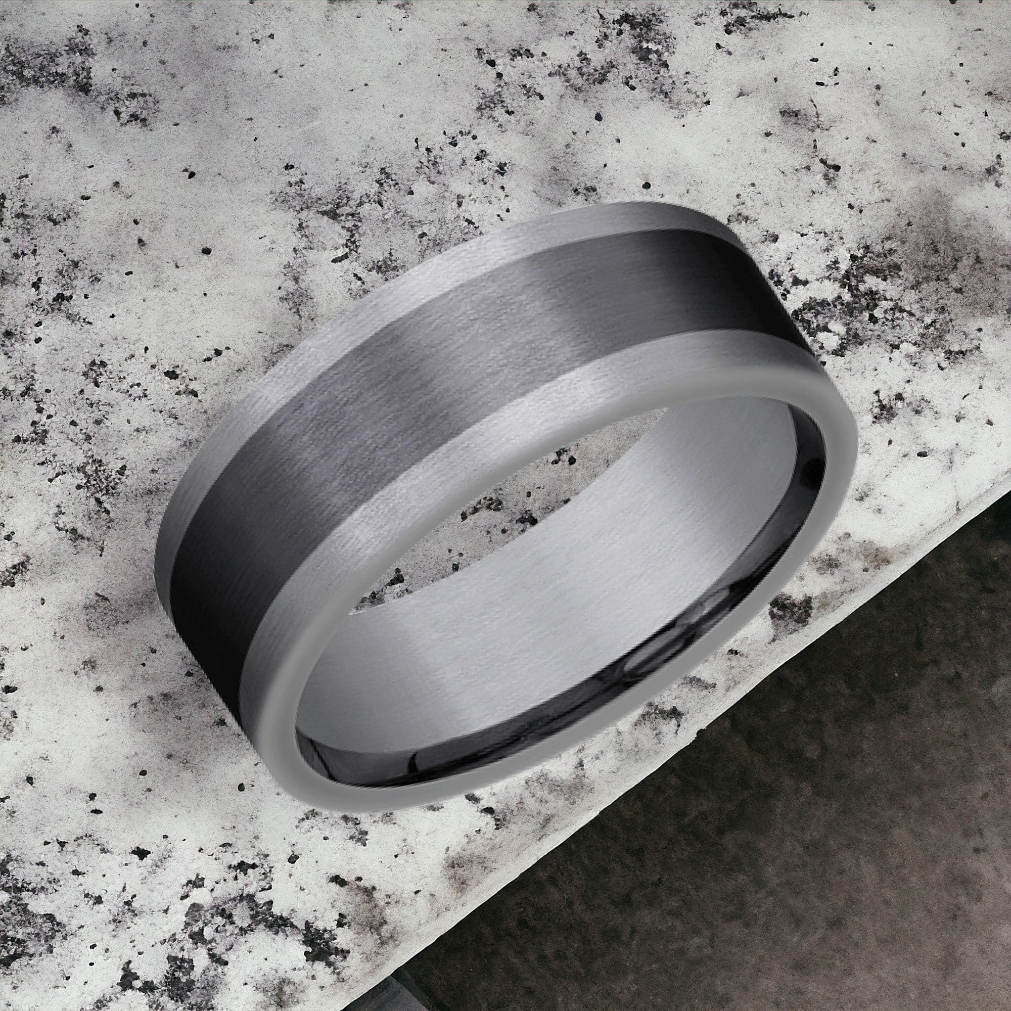 Men's Wedding Band | The Duke | Tantalum Grey with Black Titanium | Elysium