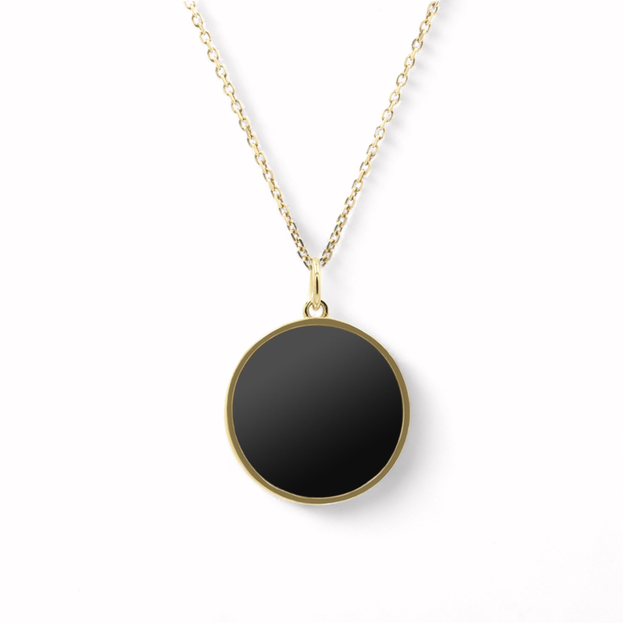 Black Diamond - Women’s 16MM Pendant Necklace - 14K Yellow Gold - Lady Elysium Black Diamond