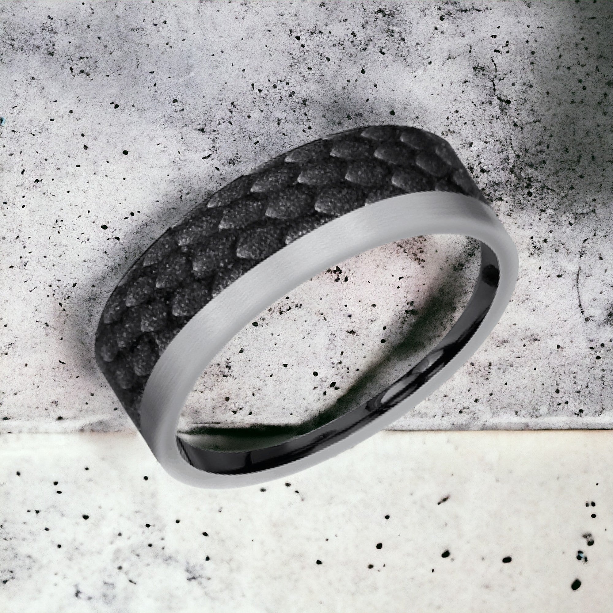 Men's Wedding Band | The Talon | Tantalum Grey with Black Titanium | Elysium