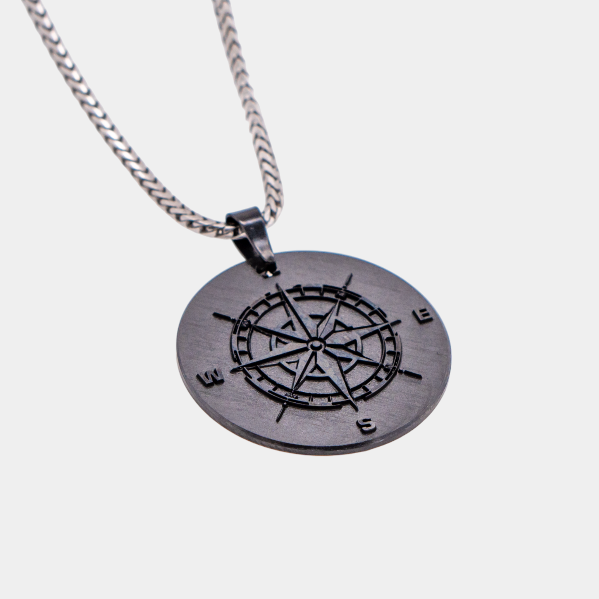 Black Diamond - Men’s Raised Laser Custom Pendant w/ Franco Chain - 21mm - Elysium Black Diamond