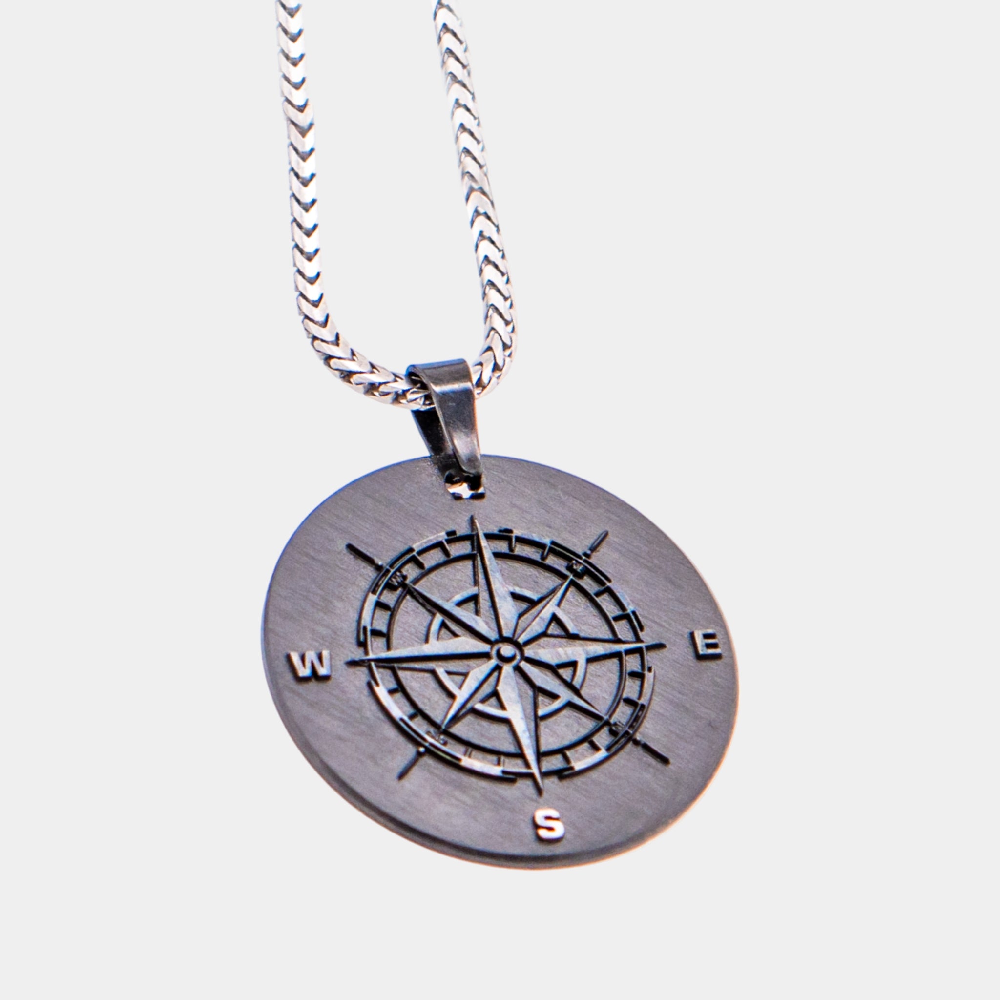 Black Diamond - Men’s Raised Laser Custom Pendant w/ Franco Chain - 21mm - Elysium Black Diamond